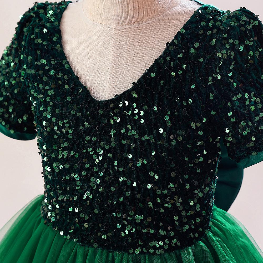 A-Line Maxi Sequined Tulle Flower Girl Dress 735143524780