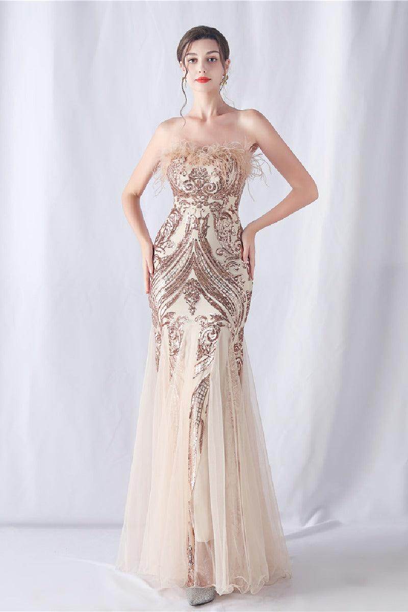 Trumpet-Mermaid Floor Length Sequins Dress 794428992571 - COCOMELODY