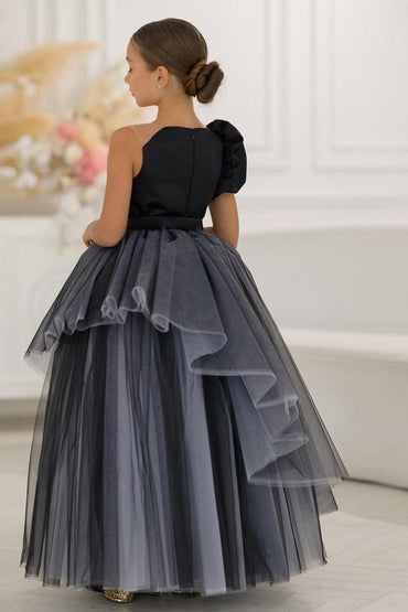 A-Line Detachable Layered Tulle Floor Length Flower Girl Dresses 1001038162773 - 7 Days / Black / 130cm - COCOMELODY