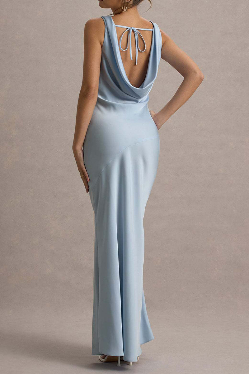 Trumpet-Mermaid Maxi Luxe Satin Semi-Formal Dresses 895917818892