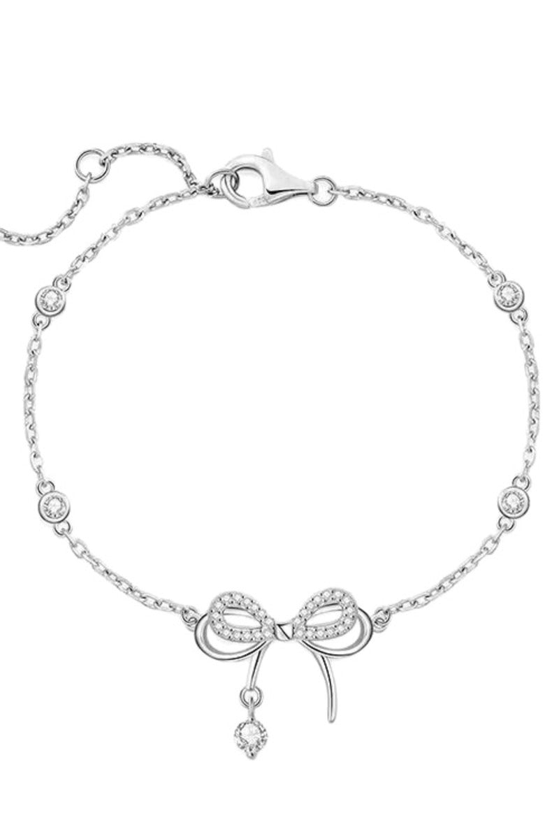 CZ Inlaid Bracelet Adjustable Thin Chain White Copper Silver 926000156001