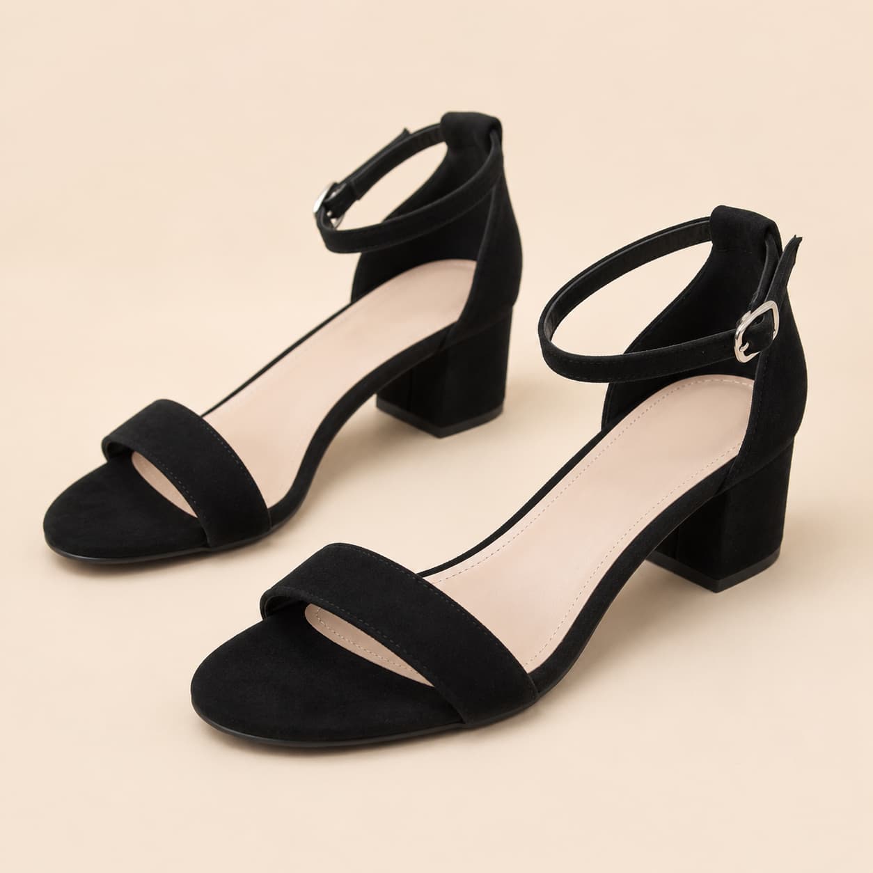 Suede Open Toe Block Heel Sandals Ankle Strap Elegant Design Shoes 712879946993