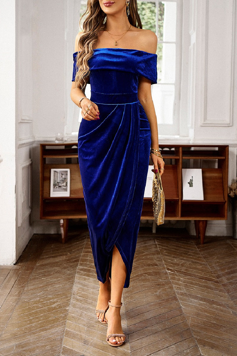 Sheath-Column High-Low Velvet Cocktail Dresses 727728094703