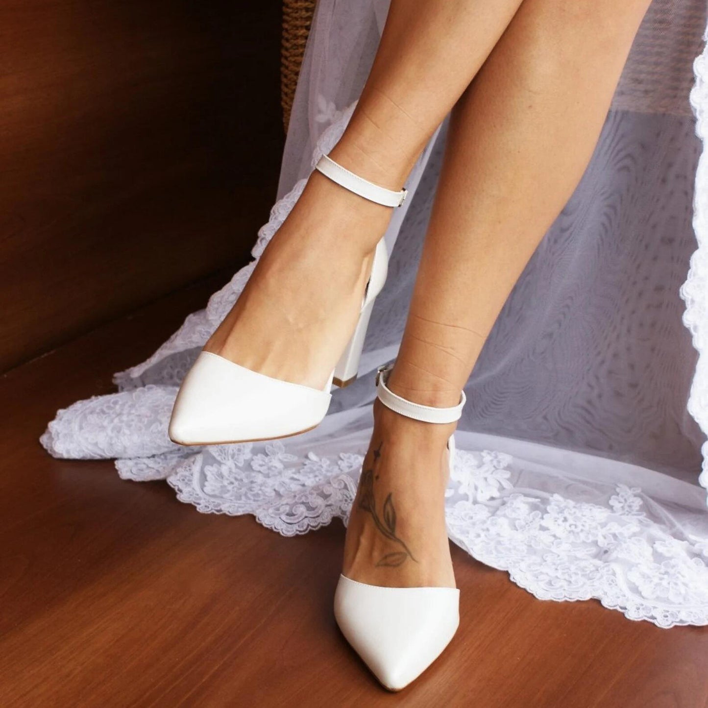 Pointed Toe Ankle Strap Block Heel Elegant Formal Heels Shoes 708839600726