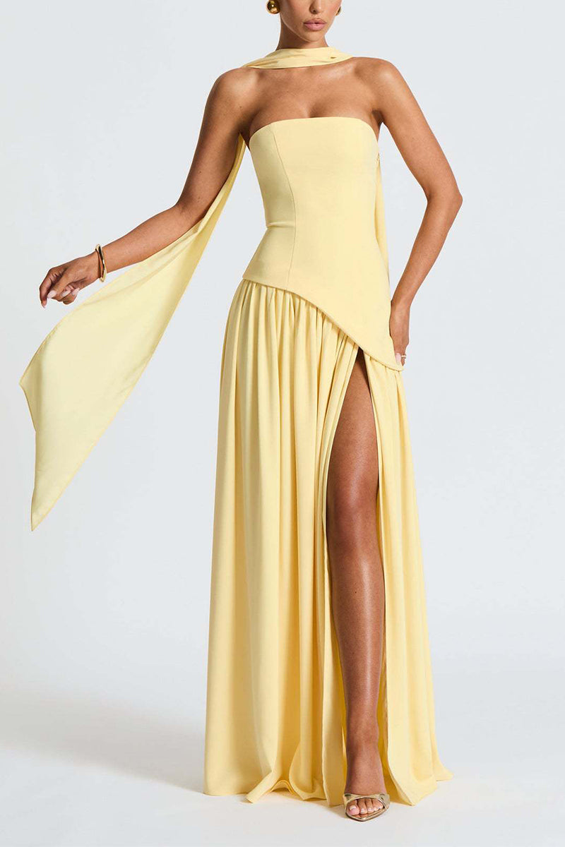 A-Line Maxi Knitted Fabric Dress 970800986791
