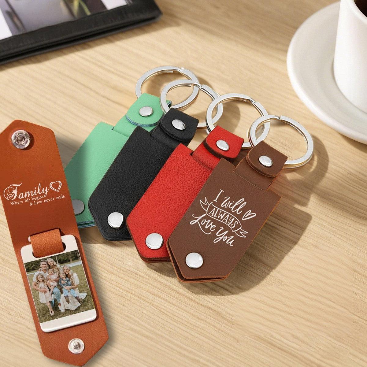 DIY printed leather aluminum key chain PU leather creative gift 837230735708 - COCOMELODY
