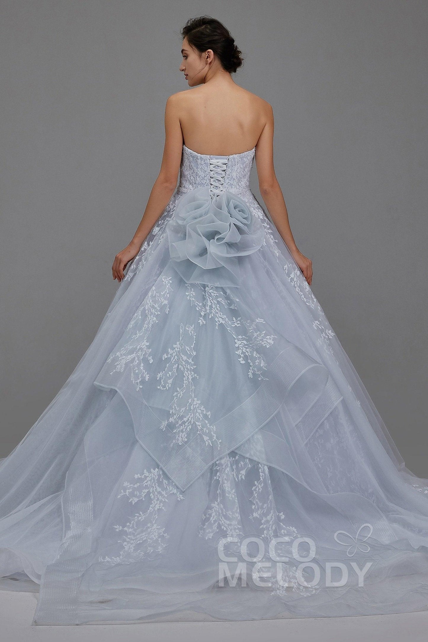 A-Line Chapel Train Tulle Wedding Dress LD5054