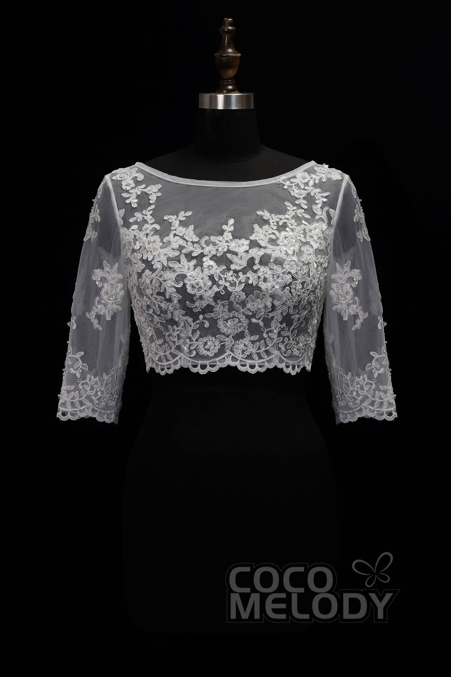 Romantic Ivory Lace Half Sleeve Wedding Wrap CX0015002