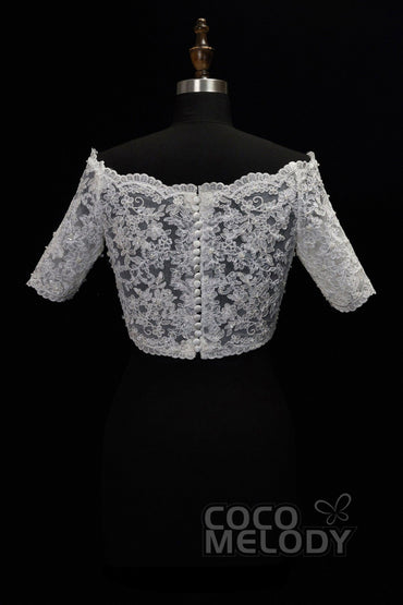 Charming Ivory Lace Half Sleeve Wedding Wrap CX0015001 - COCOMELODY