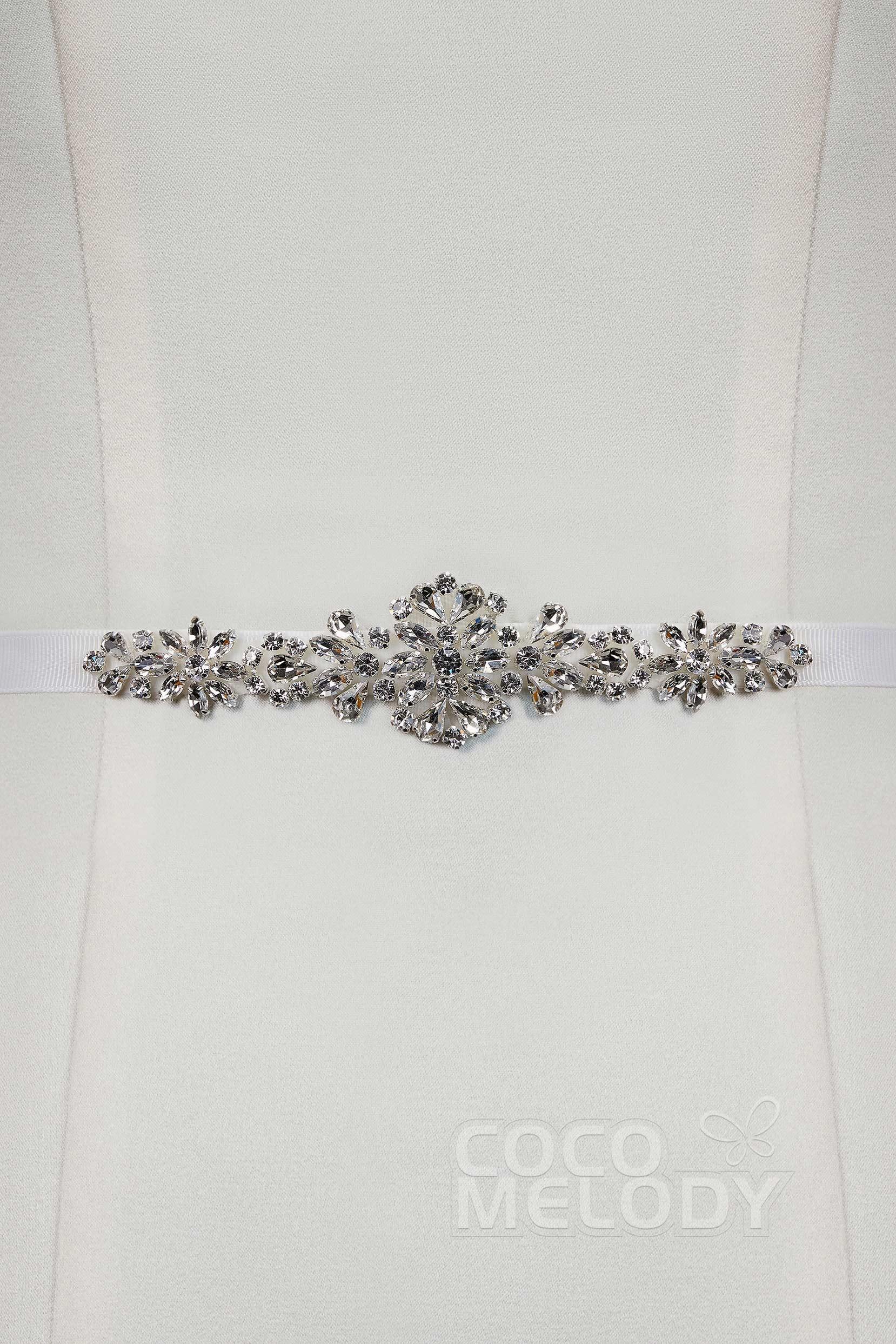 Elegant Ribbons Wedding Sash with Rhinestone YD18003 - COCOMELODY