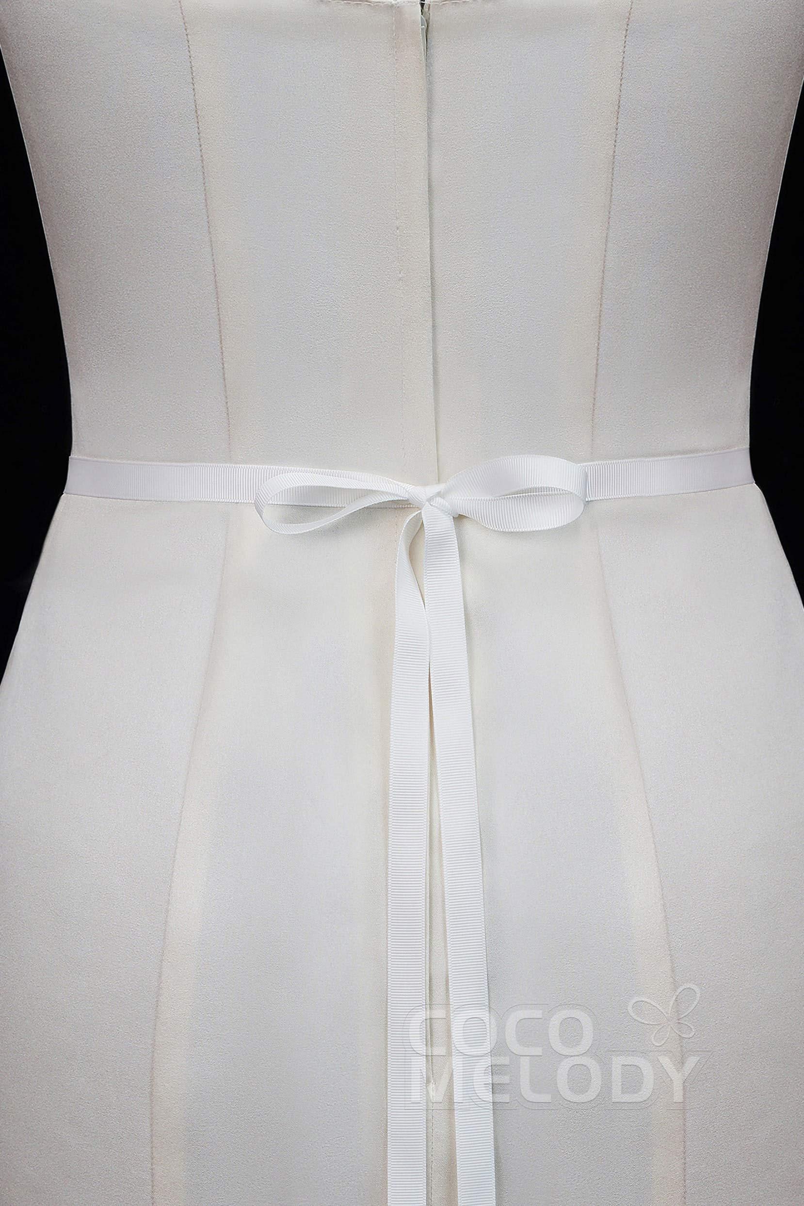 Ribbons Wedding Sash with Rhinestone Imitation Pearl YD18007 - COCOMELODY
