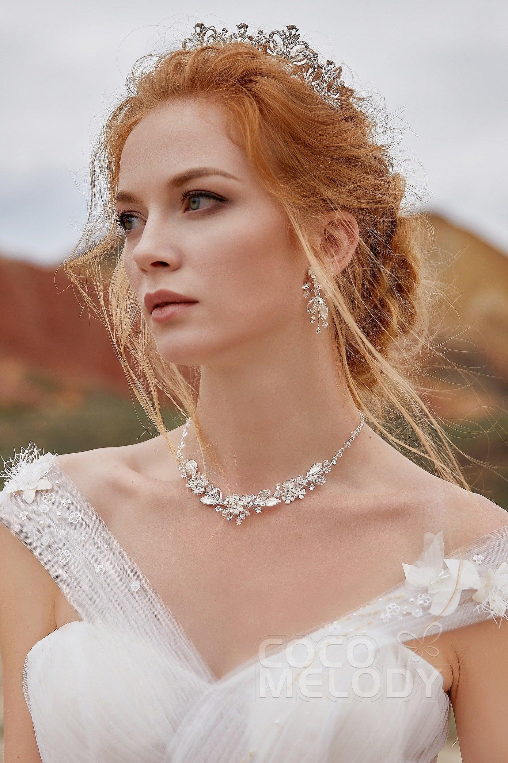 Zircon Wedding Necklace and Earrings Jewelry JS17005 - COCOMELODY