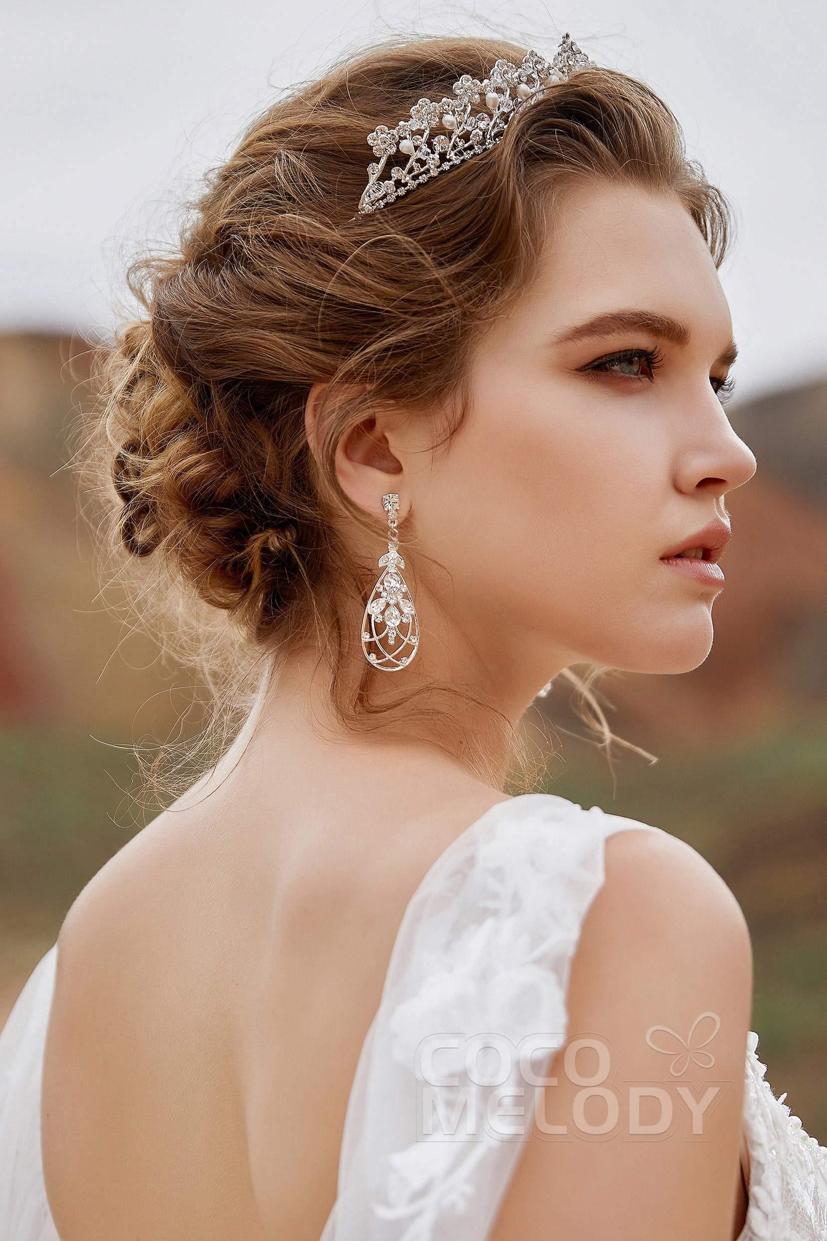Silver Cloud Alloy Wedding Earrings with Rhinestone HG17010 - COCOMELODY