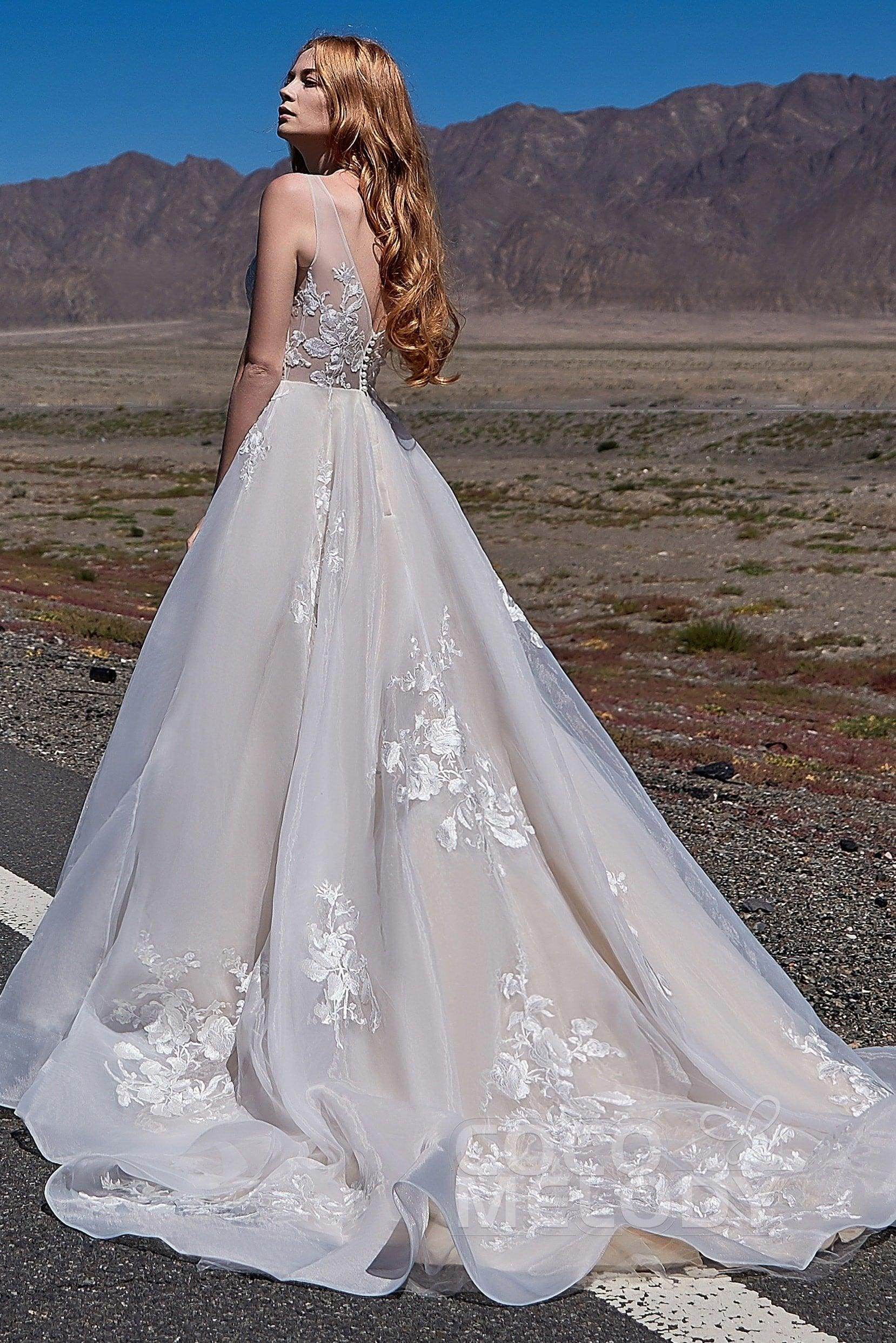 Cocomelody A-Line Sleeveless Organza and Tulle Beach Wedding Dress LD5862, 35 Days / Custom Lining Color / US10-UK12-EUR40 Cocomelody A-Line Sleeveless Organza and Tulle Beach Wedding Dress LD5862, 35 Days / Custom Lining Color / US10-UK12-EUR40