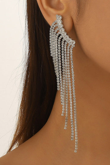 Rhinestone/Tassels Drop Earrings 714949471813