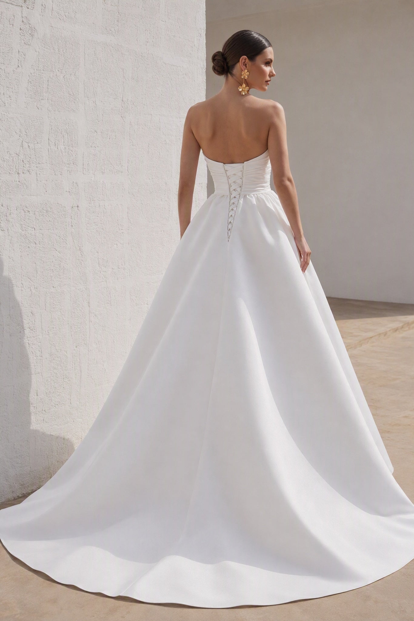 A-Line Court Train Satin Gothic Wedding Dress B14TB0040