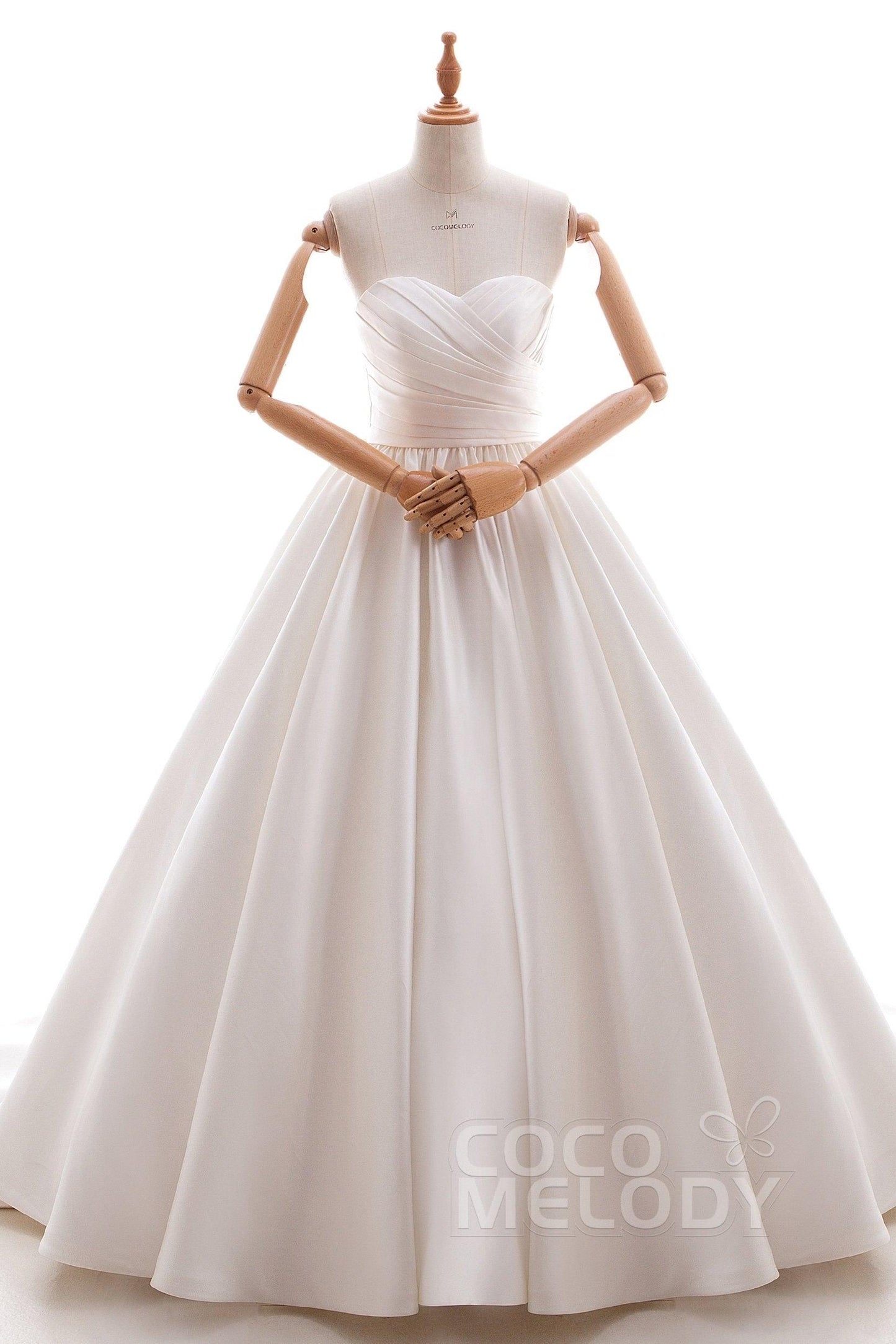 A-Line Court Train Satin Gothic Wedding Dress B14TB0040