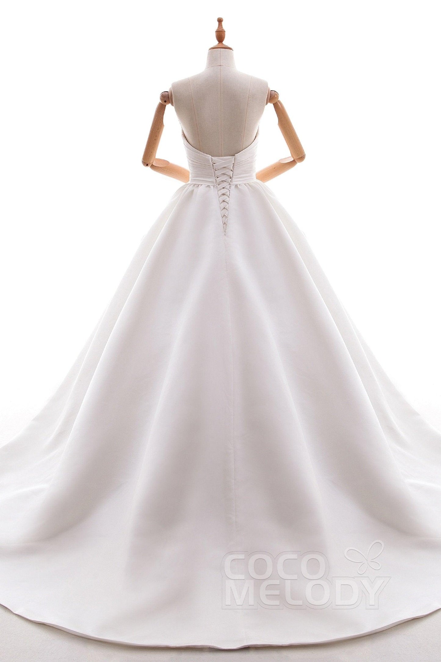 A-Line Court Train Satin Gothic Wedding Dress B14TB0040 - COCOMELODY