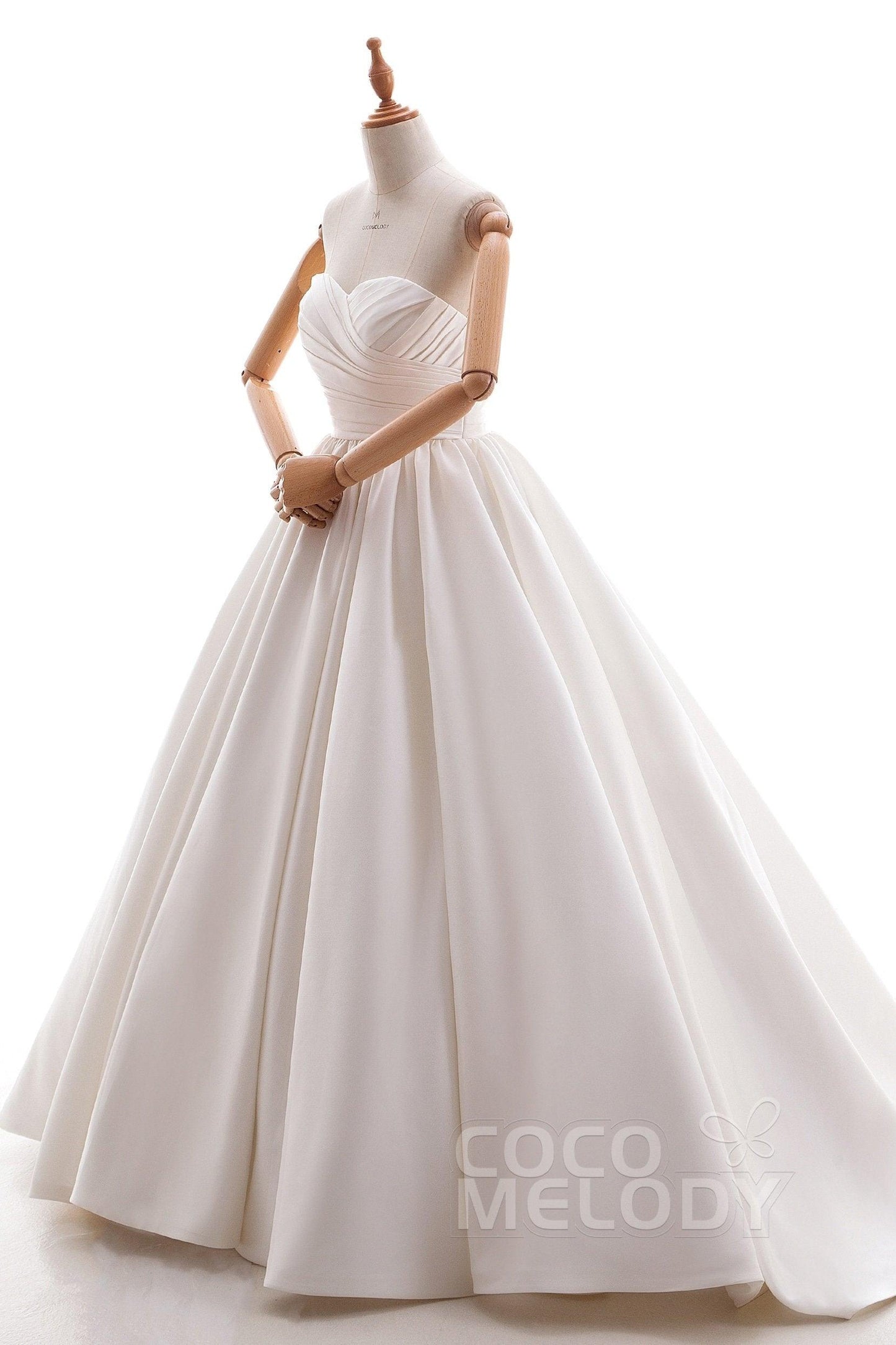 A-Line Court Train Satin Gothic Wedding Dress B14TB0040 - COCOMELODY