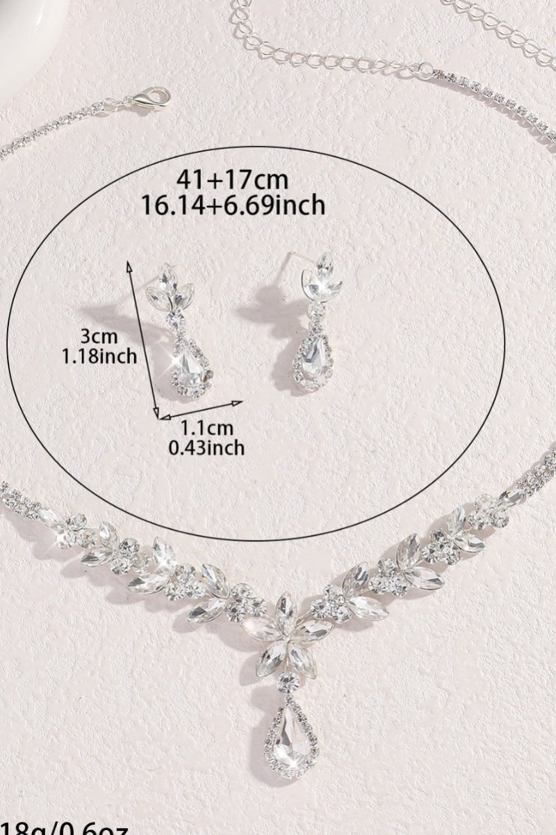 Luxury Teardrop Floral Leaf Necklace Earrings Set Jewelry (Set of 2) 1049620997426