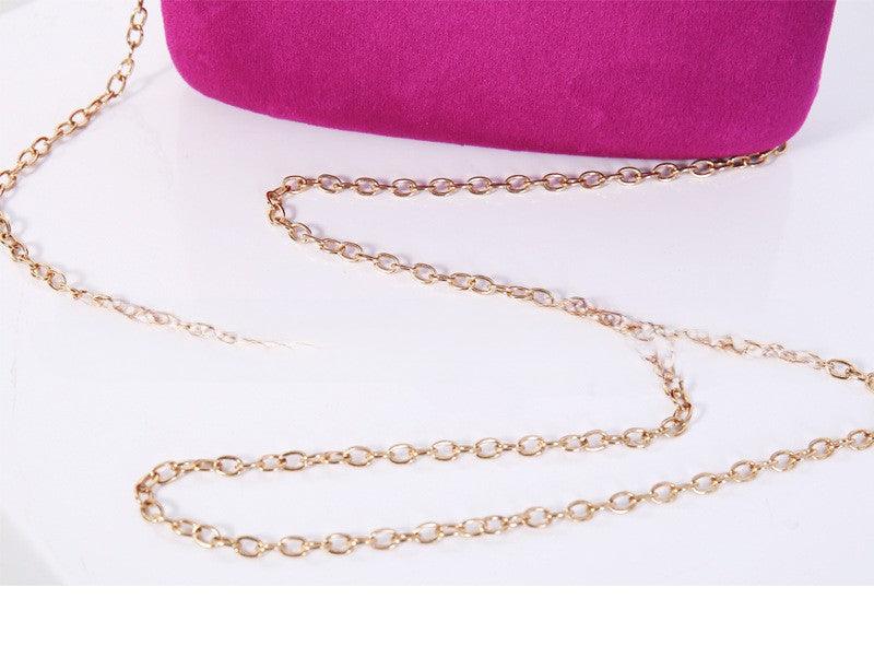 Fine Diamond Dinner Bag Flannel Clutch Bag Chain Party 609389165076 - COCOMELODY