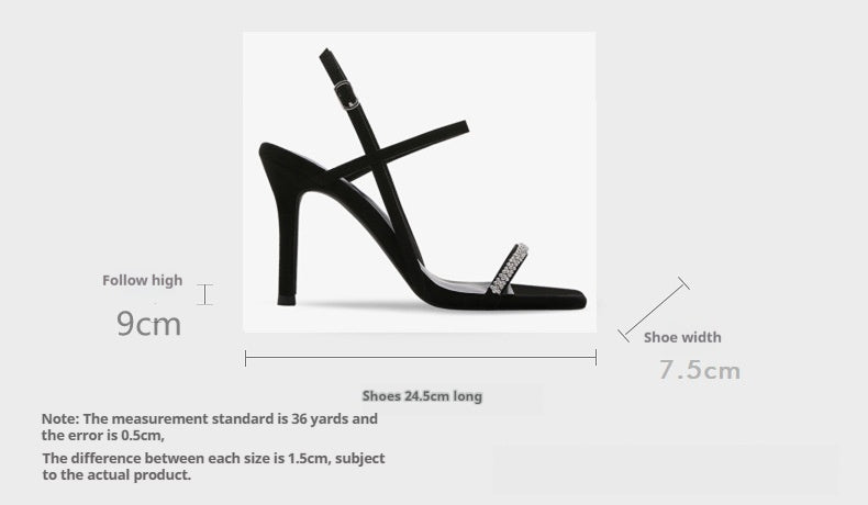 Stiletto sandals rhinestone buckle heels 662367759355 - COCOMELODY