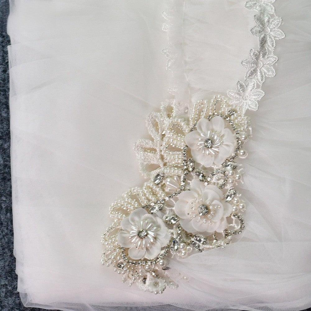 Wedding Cape Long Cape Three-Dimensional Flower Rhinestone 611038068318 - COCOMELODY