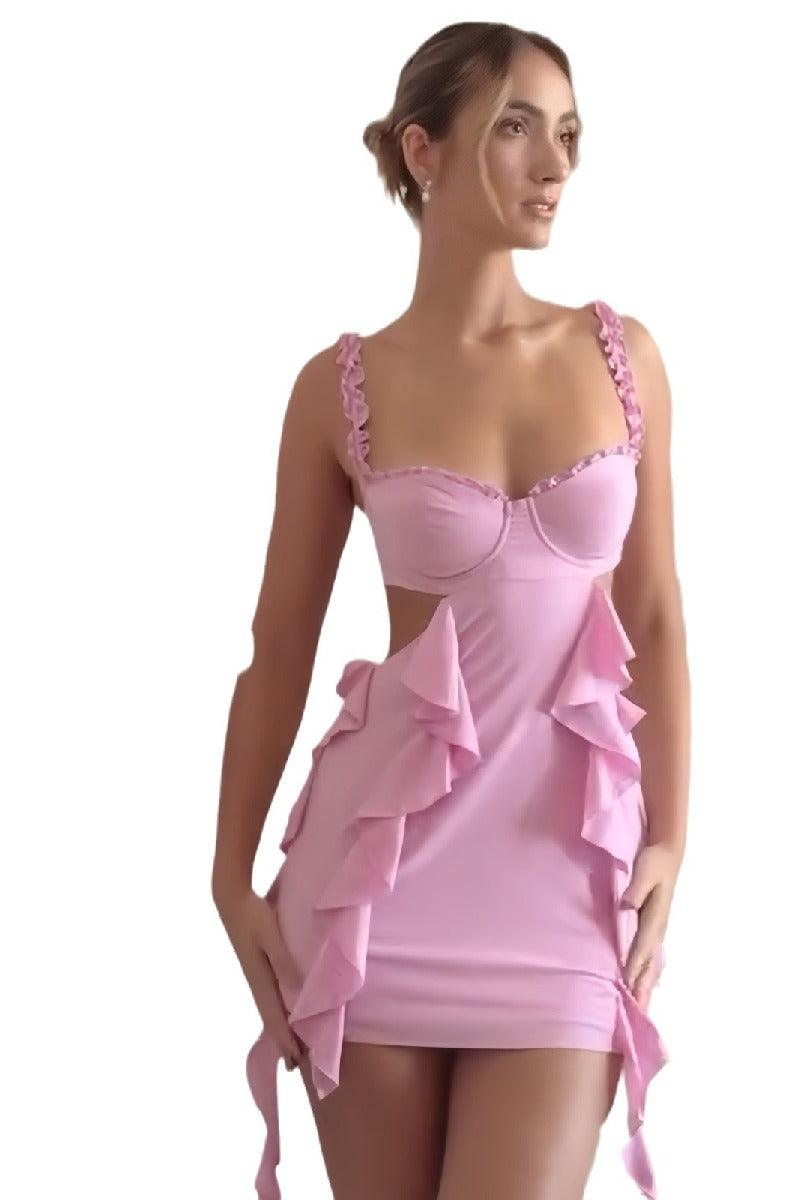 Peplum halter skirt backless sexy hip wrap cocktail dress 814678410374 - COCOMELODY
