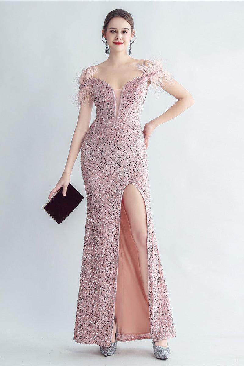 Trumpet-Mermaid Floor Length Sequins Dress 794624136176 - COCOMELODY