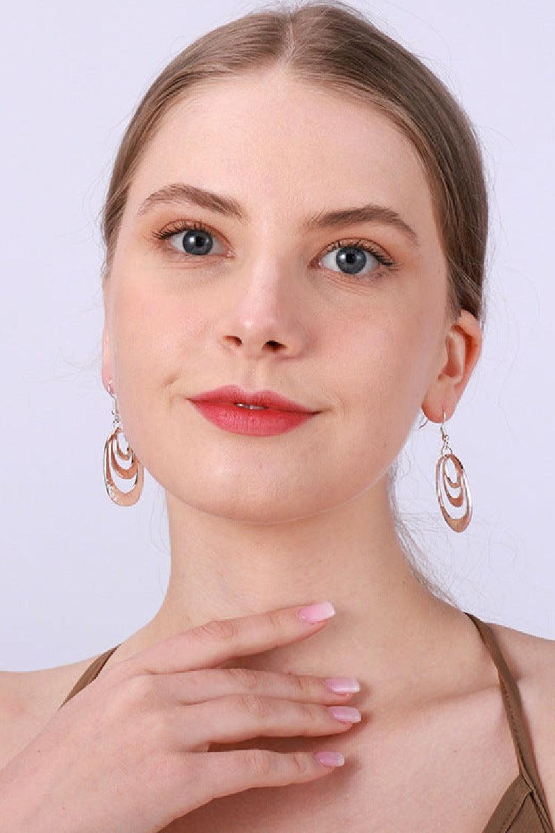 Color contrast oval geometry alloy earrings fashion high class earrings 720365775812 - COCOMELODY