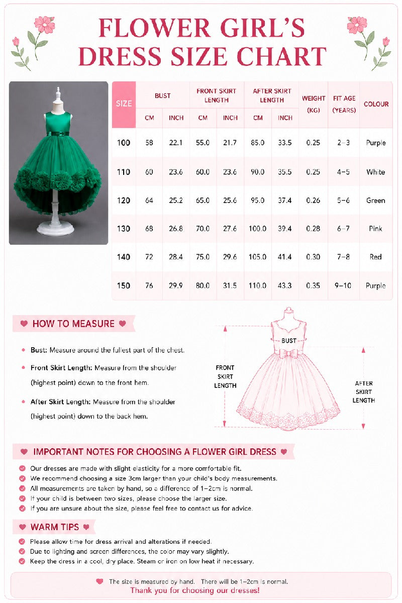 Princess Scoop Neck Sleeveless Hi-Low Tulle Pom Poms Flower Girl Dresses 1029780202104