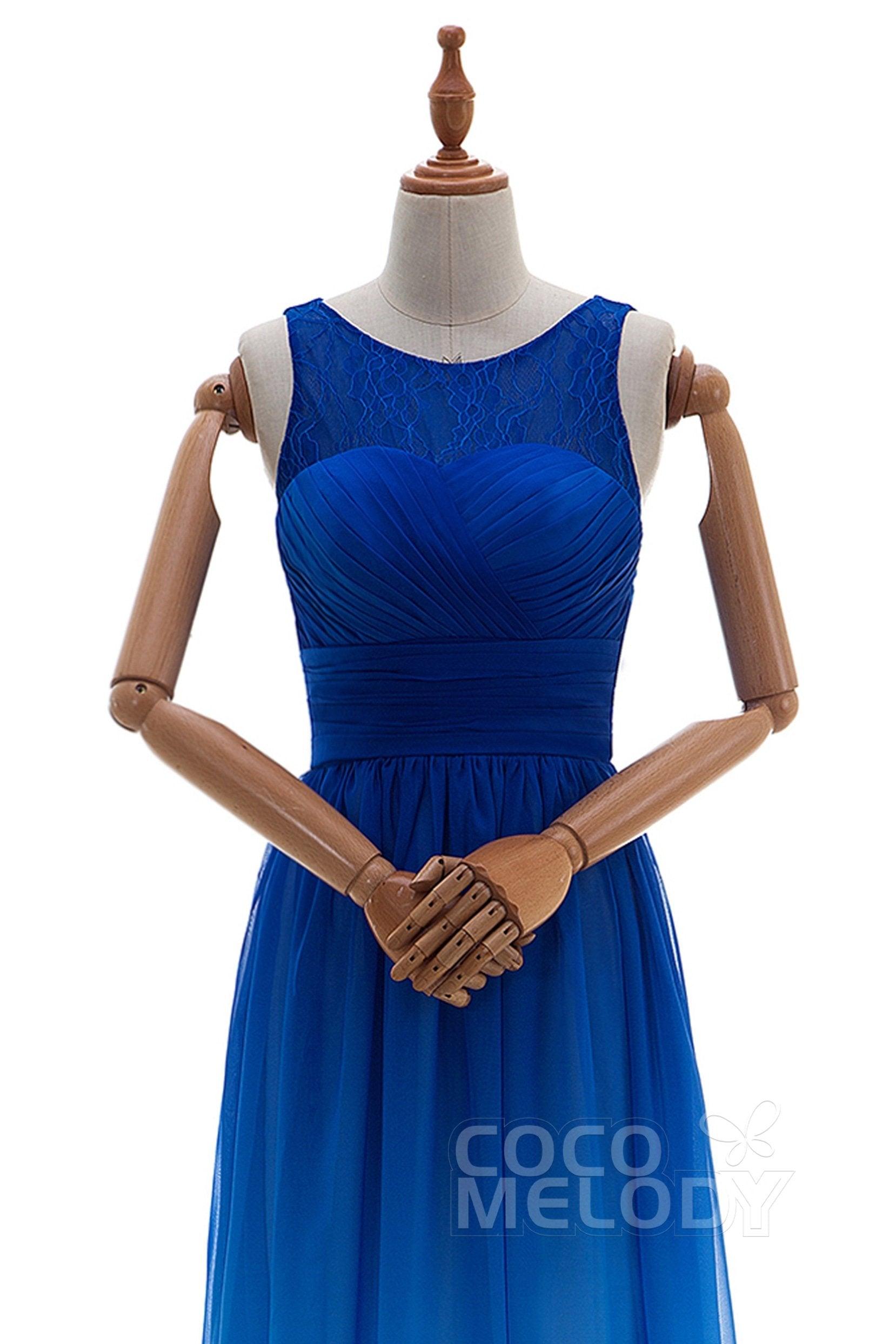 Sheath Floor Length Chiffon Lace Bridesmaid Dress Formal Dresses BD160002 - COCOMELODY