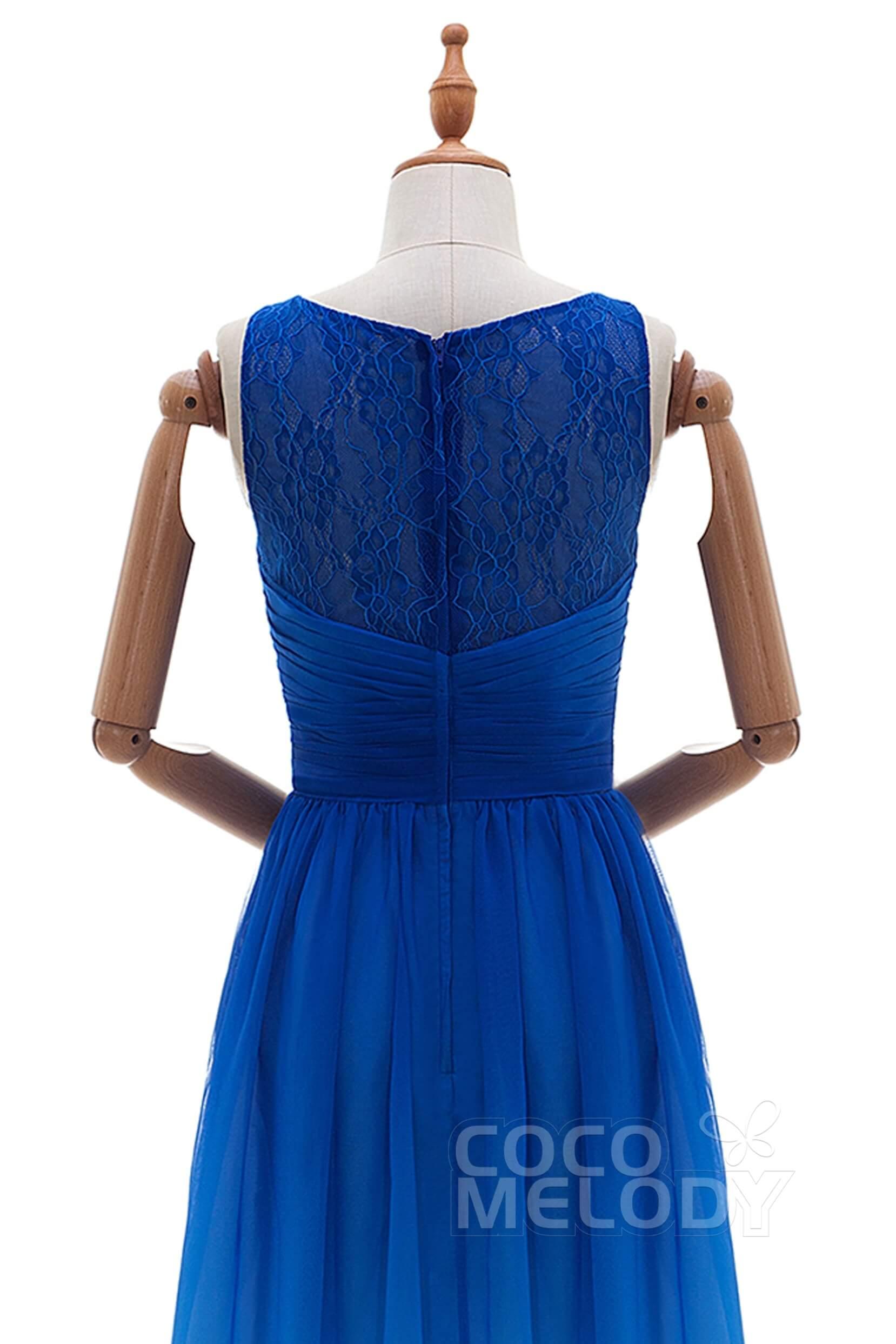Sheath Floor Length Chiffon Lace Bridesmaid Dress Formal Dresses BD160002 - COCOMELODY