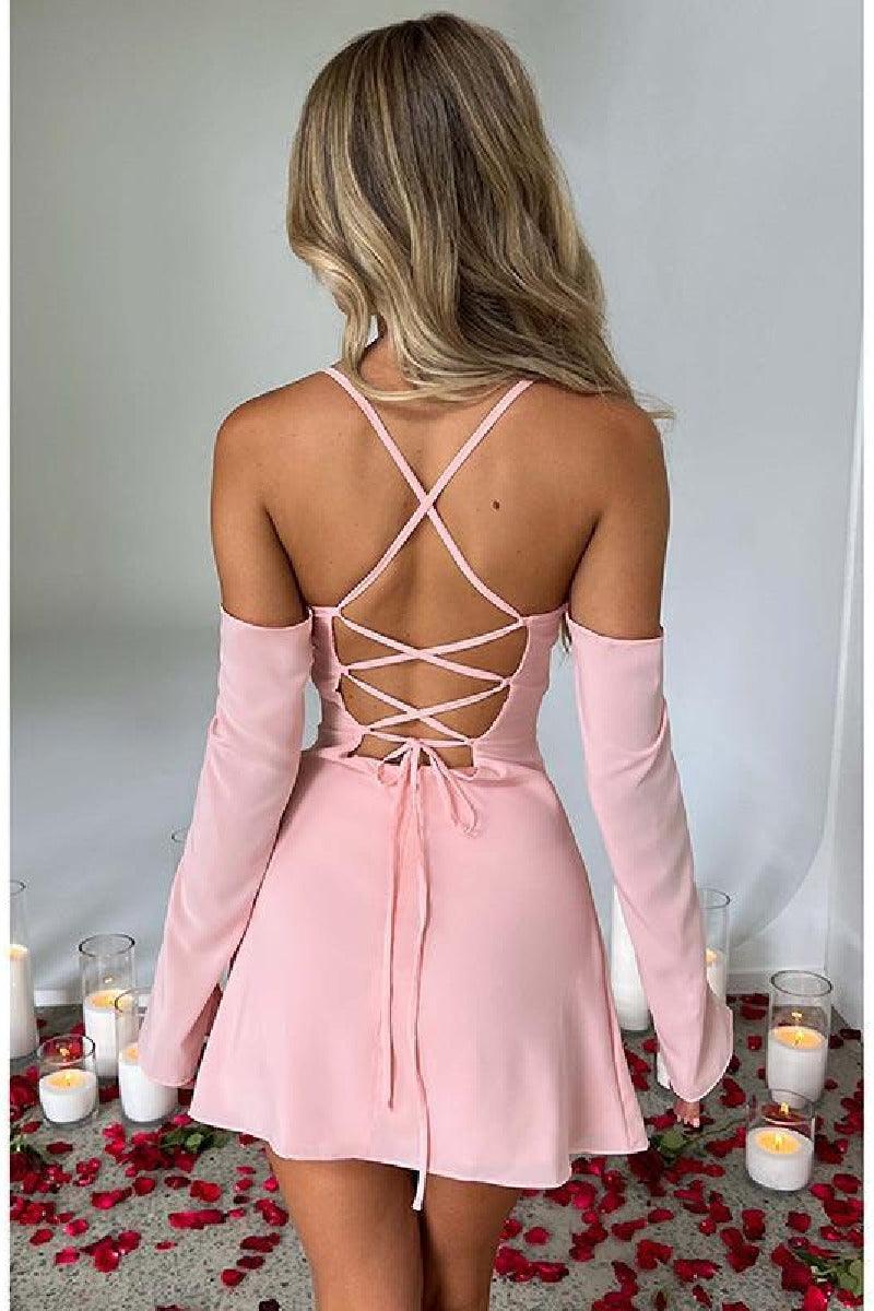 Sexy Spice slim halter halter cuff halter halter A-line cocktail dress 728213351263 - COCOMELODY