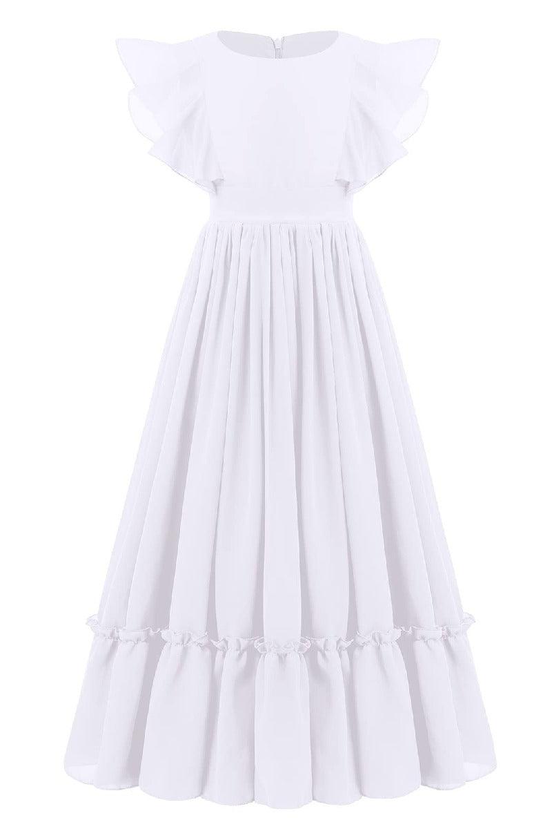 Ruffle Chiffon A-Line Junior Bridesmaid Gown B09JG8X785 - COCOMELODY