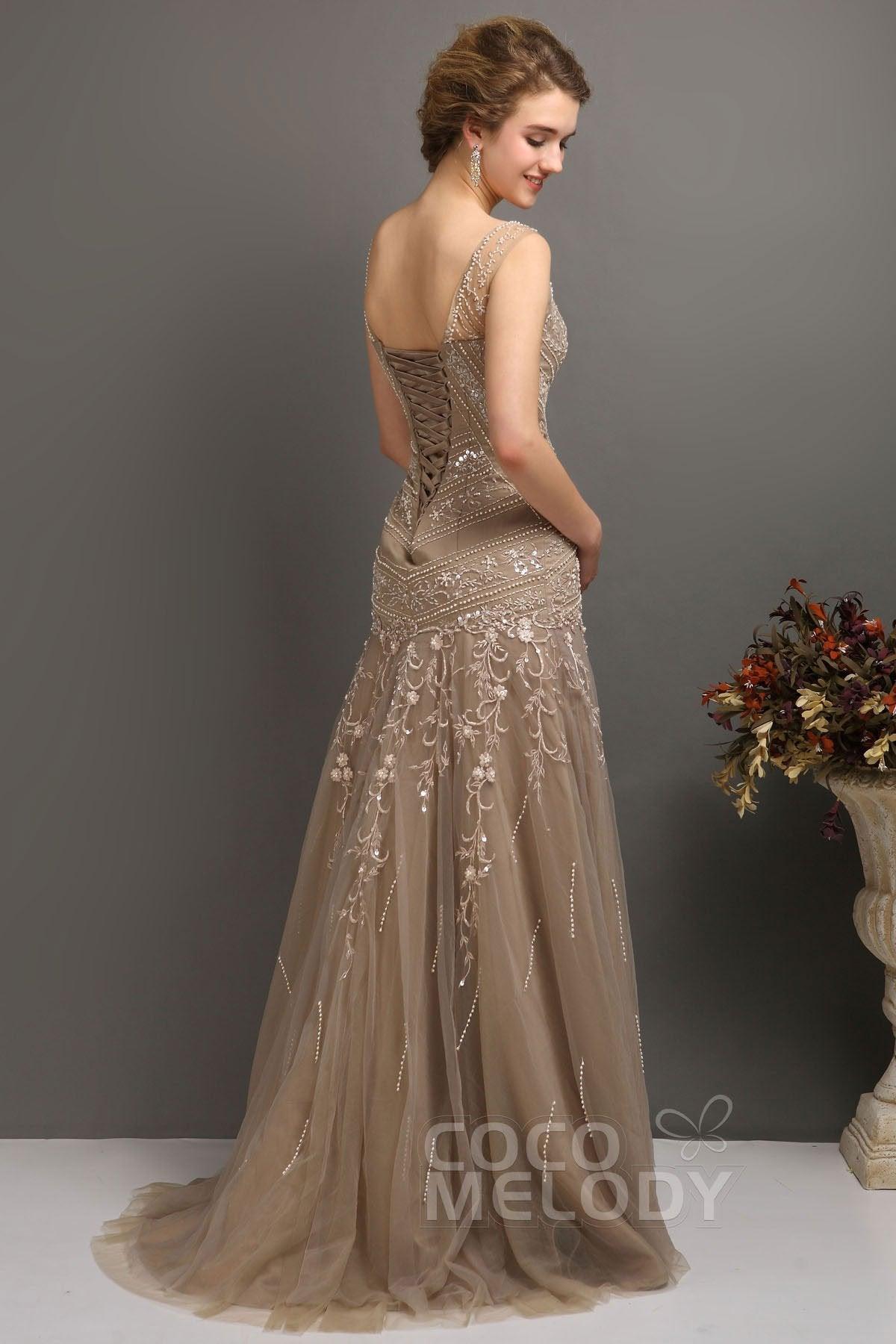Trumpet-Mermaid Tulle Mother Of The Bride Dress COLT1300FCR - COCOMELODY