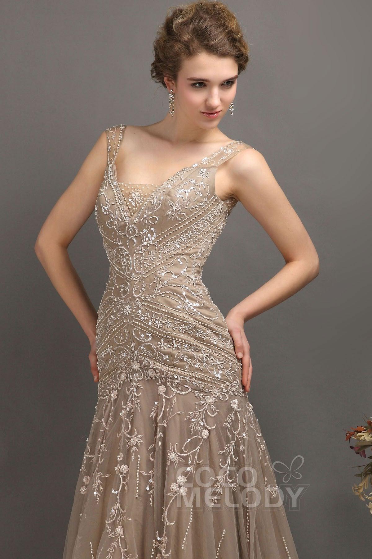 Trumpet-Mermaid Tulle Mother Of The Bride Dress COLT1300FCR - COCOMELODY