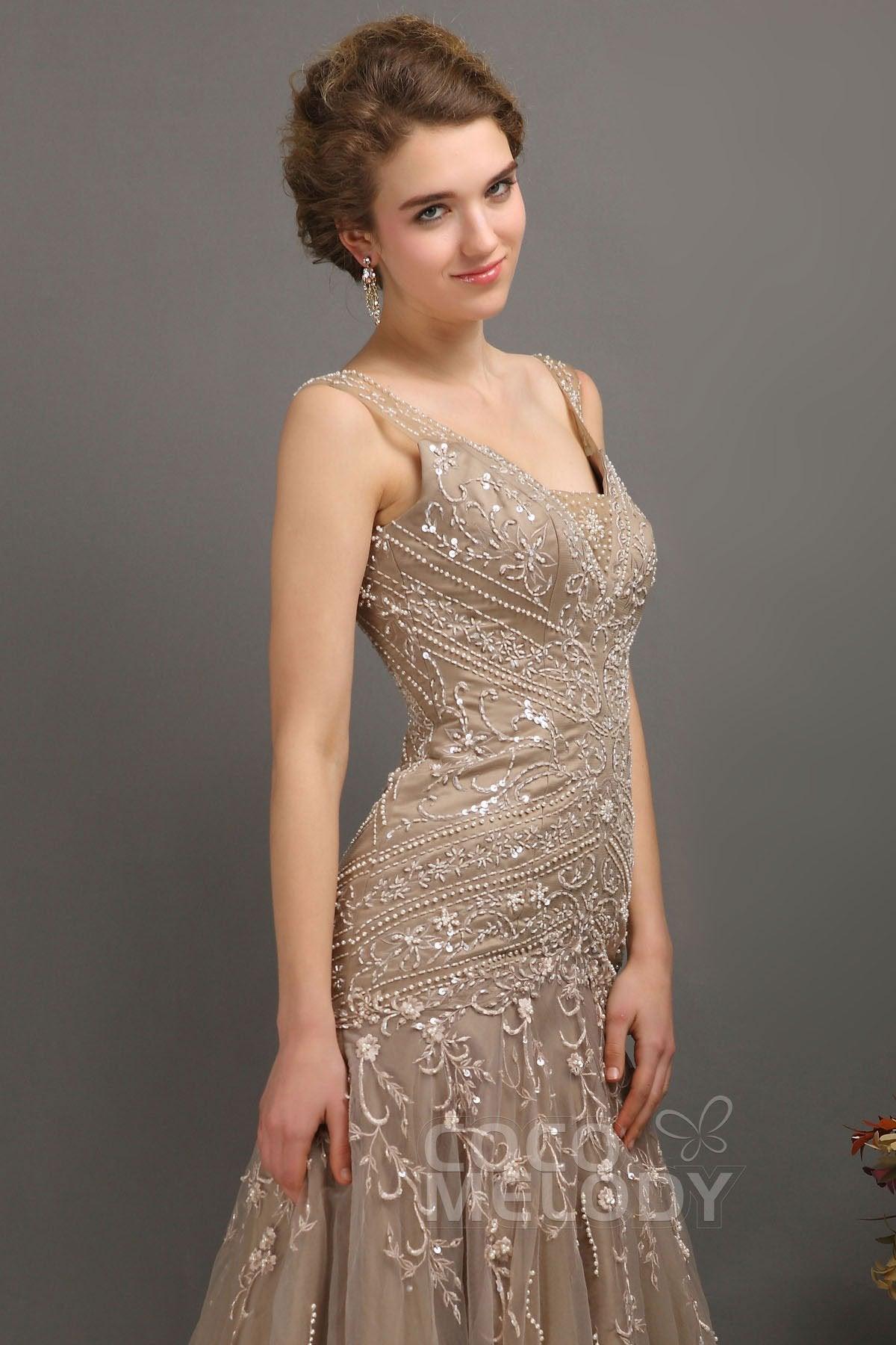Trumpet-Mermaid Tulle Mother Of The Bride Dress COLT1300FCR - COCOMELODY