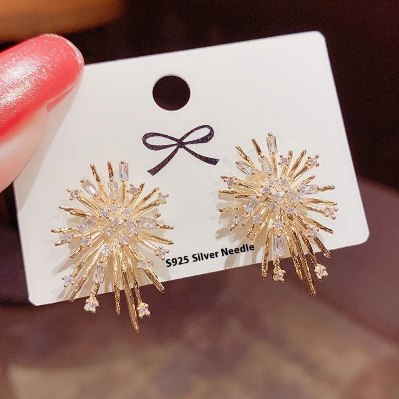 Zircon Fireworks Earrings Electroplated Exquisite Earrings 629289761561 - COCOMELODY