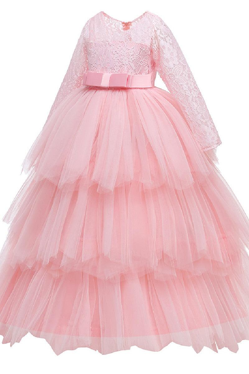A-line floor length tulle lace flower girl dress 669800910735 - COCOMELODY
