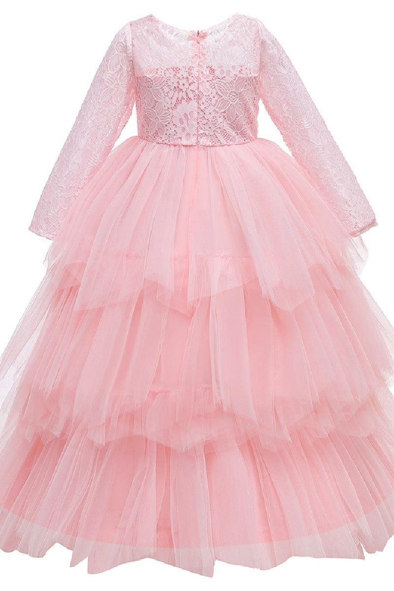 A-line floor length tulle lace flower girl dress 669800910735 - COCOMELODY