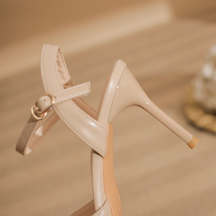Elegant Pointed Toe Slingback Heels with Delicate Ankle Strap Shoes 771508437933