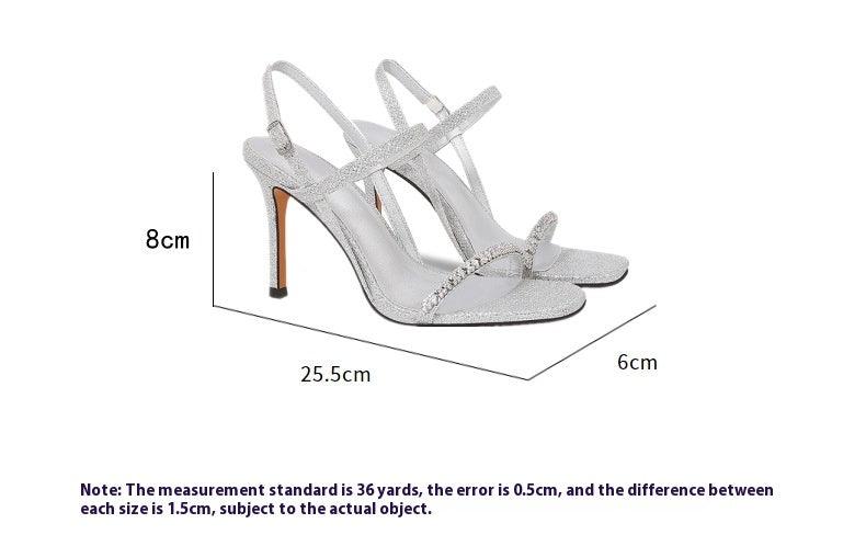 Stiletto heel Sandals Rhinestone Ankle Strap Shoes 765387738702 - COCOMELODY