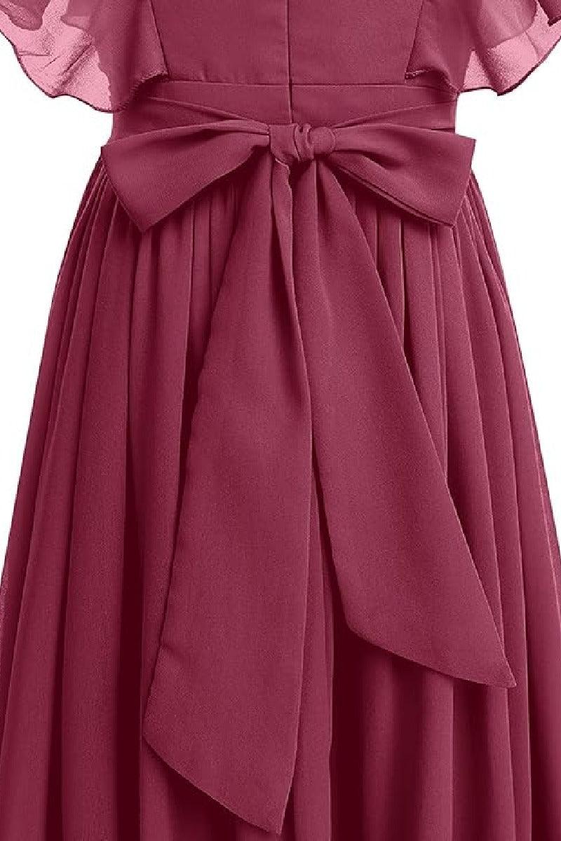 Ruffle Chiffon A-Line Junior Bridesmaid Gown B09JG8X785 - COCOMELODY