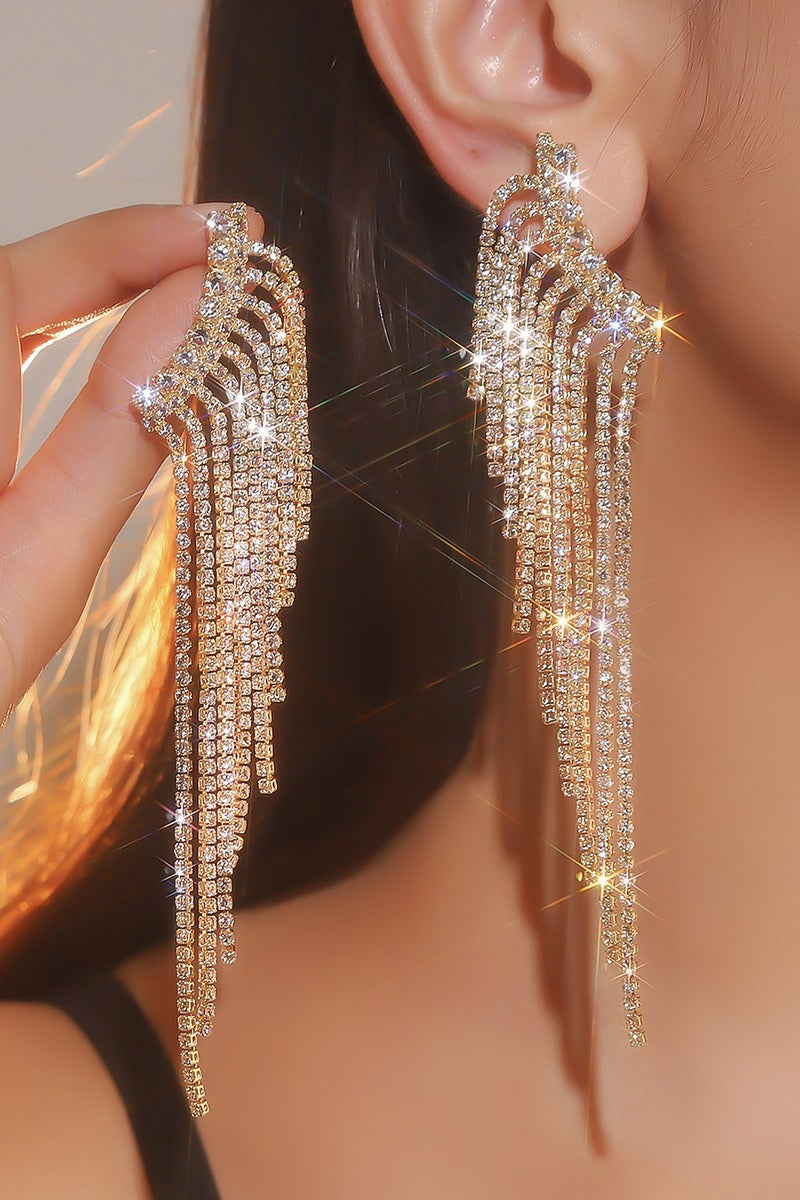 Rhinestone/Tassels Drop Earrings 714949471813