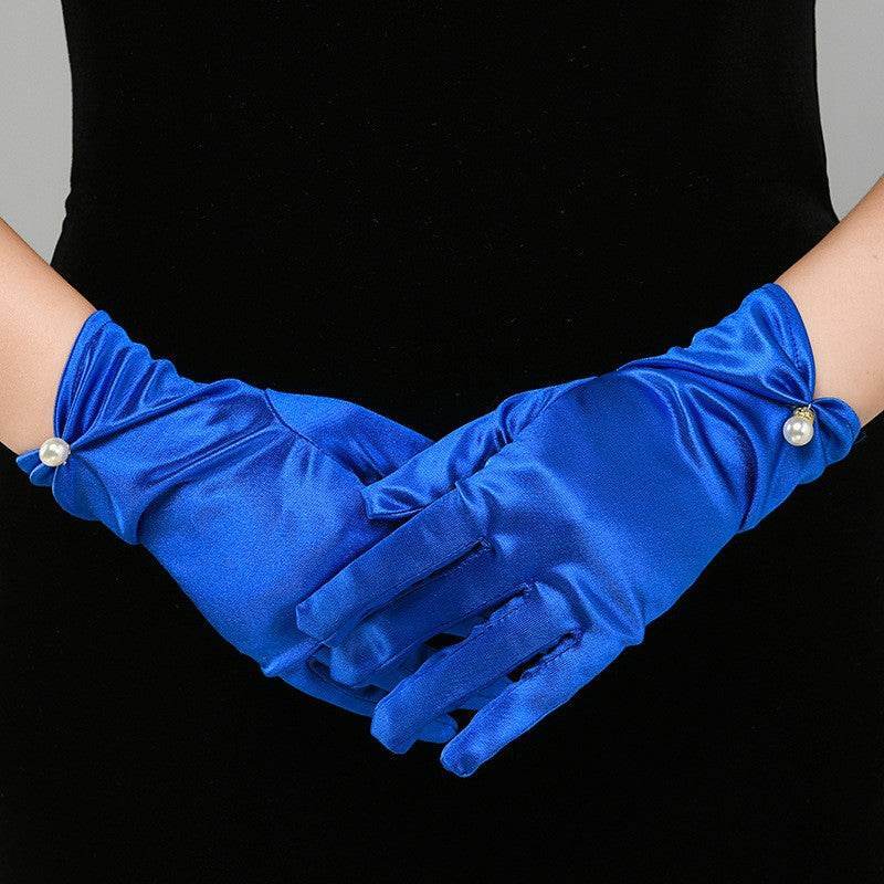 Multicolored Fingertips Wrist Length Satin Gloves 739618529604 - COCOMELODY