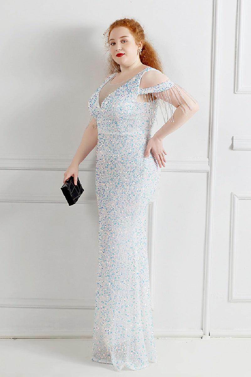 Sheath-column floor length sequined dress 647192266545 - COCOMELODY