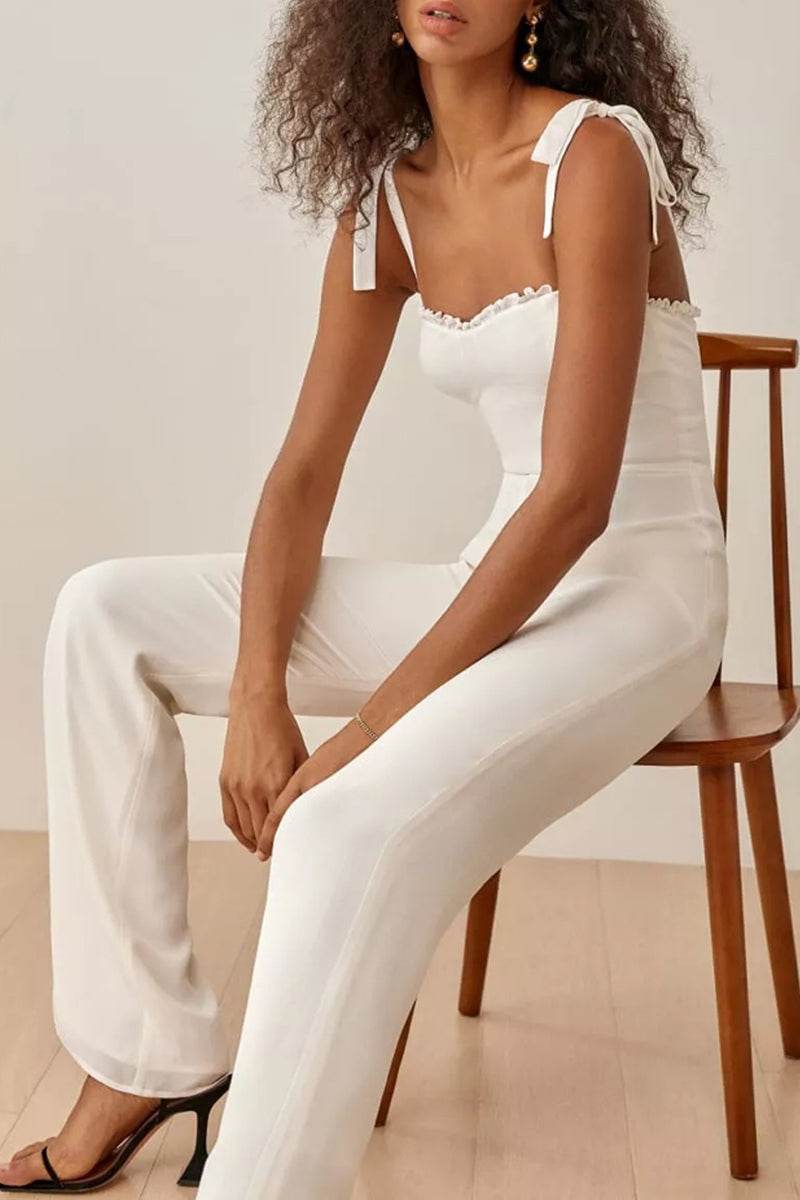Sweetheart Floor Length Chiffon Wedding Jumpsuit 904145641844 - COCOMELODY