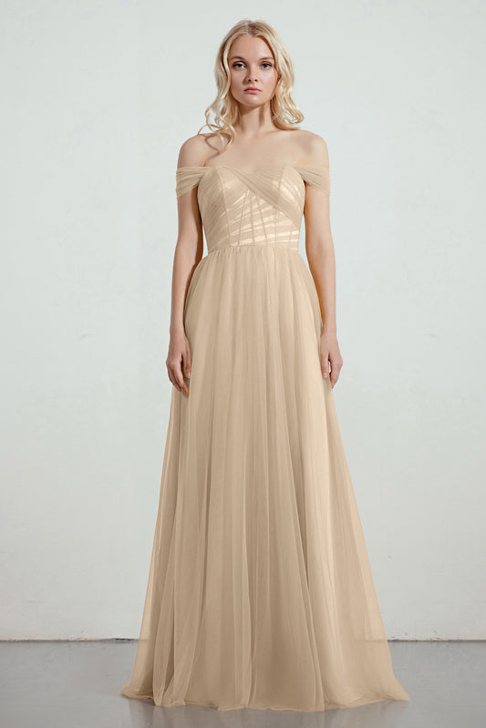 A-Line Tulle/Elastic Silk like Satin Bridesmaid Dress CB0261