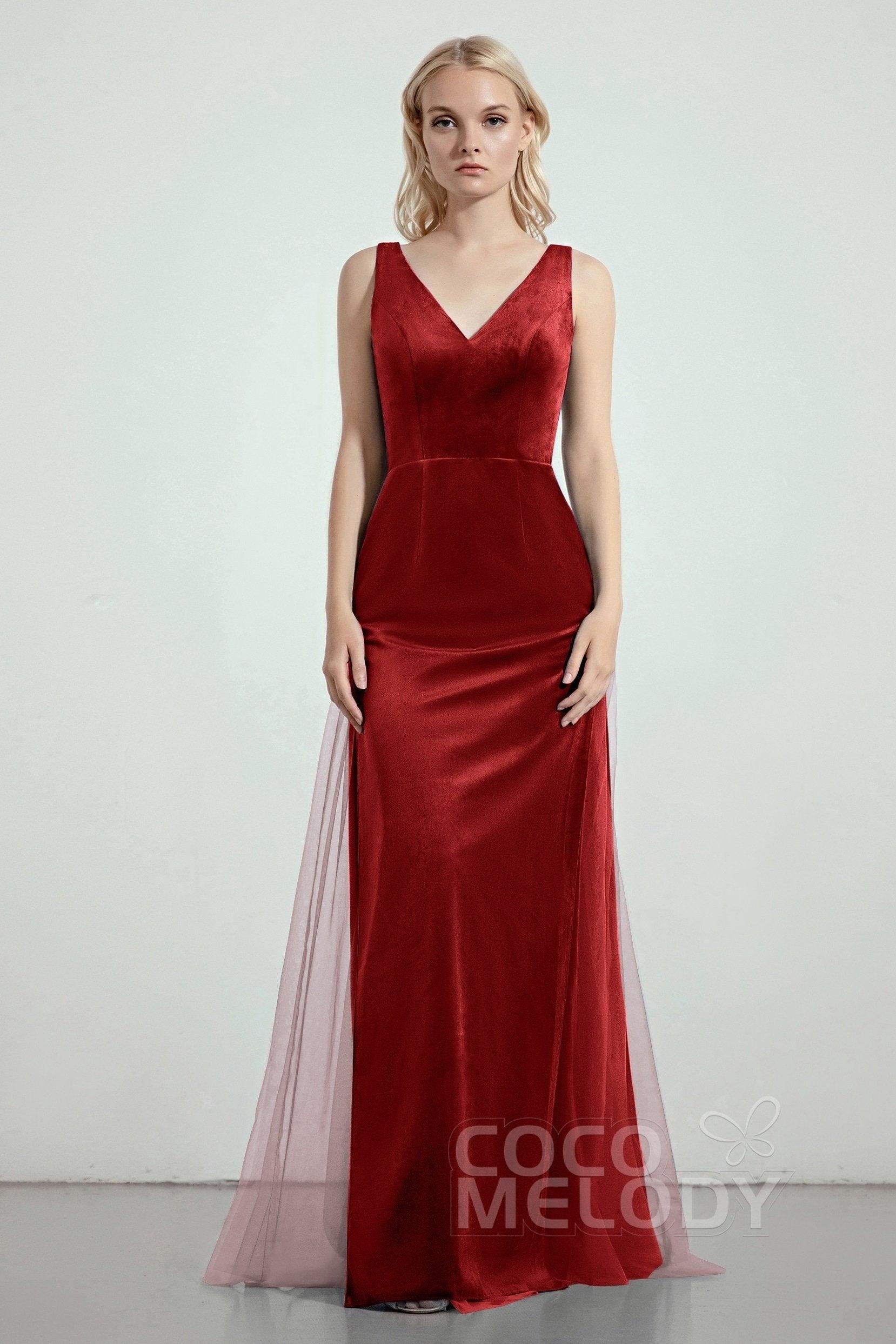 Sheath-Column Floor Length Bridesmaid Dress CB0275CR - COCOMELODY